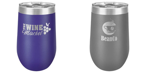 Custom Laser Engraved 12 oz. Polar Camel Vacuum Insulated Stemless Wine Tumbler w/Lid