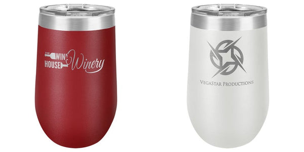 Custom Laser Engraved 12 oz. Polar Camel Vacuum Insulated Stemless Wine Tumbler w/Lid