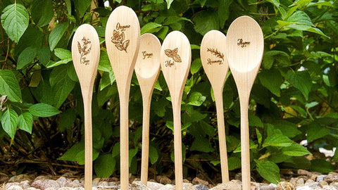 Custom Laser Engraved Set of 6 Herb Garden Marker Spoons